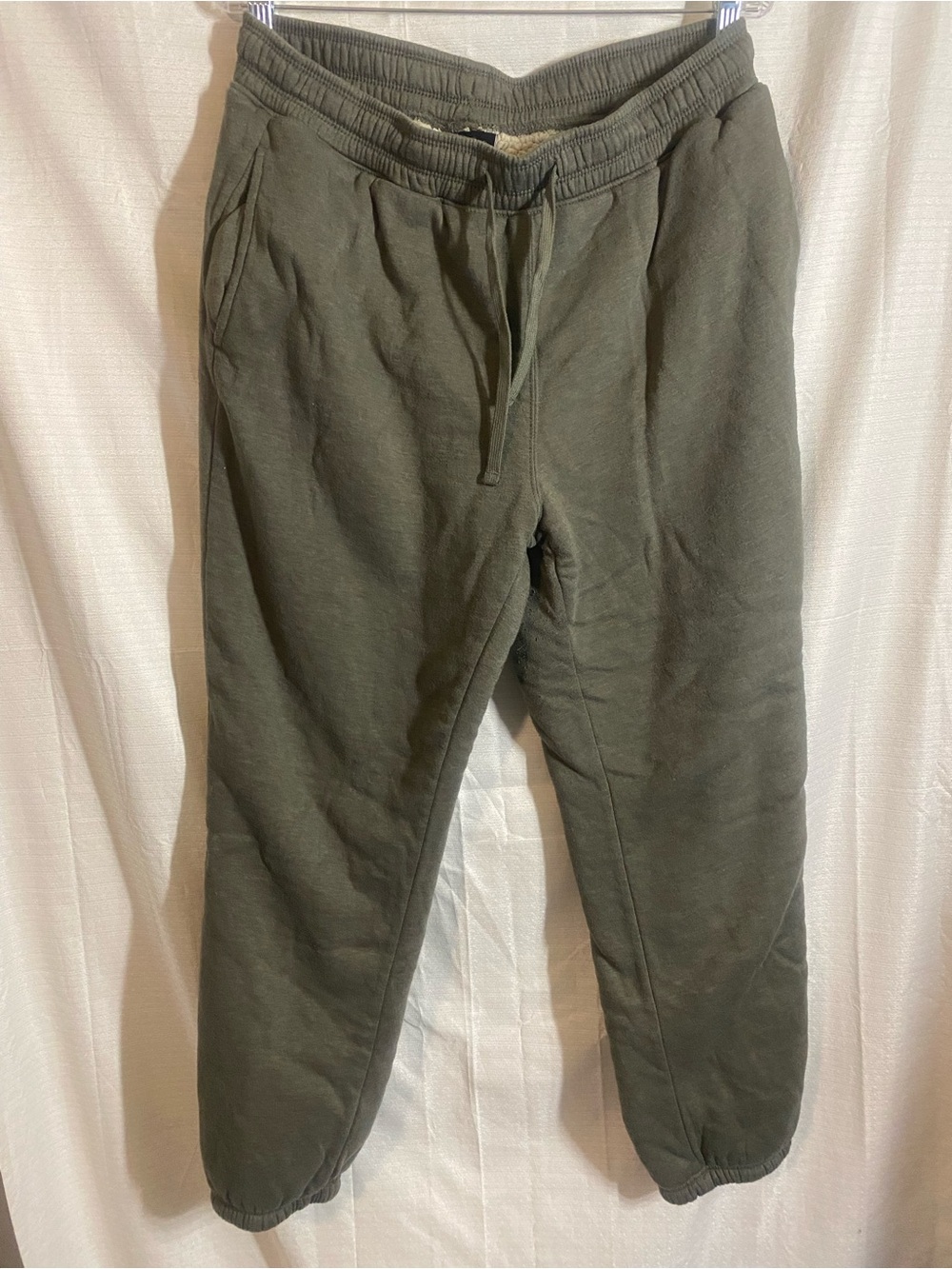 Men's Olive Green Drawstring Jogger Pants 90s Athleisure